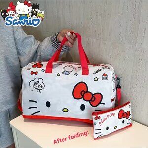 Sanrio Hello Kitty Large Travel Tote Bag Lightweight Foldable Carry-On Weekend
